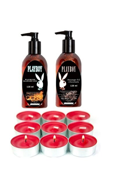 Playboy Aromaterapi Yenilebilir Isıtıcı Çikolata Vücut Masaj Yağı 120 ml+ Mum