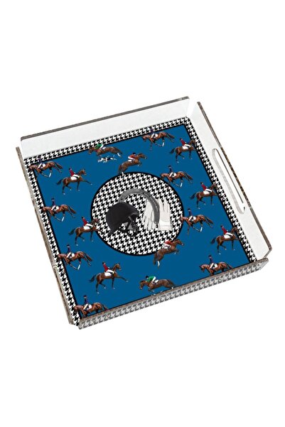 VİTELLİ Equestrian Blue 40X40 Plexi Tray