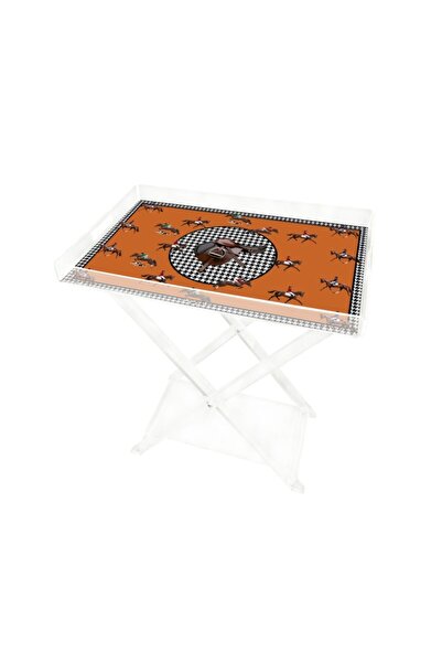 VİTELLİ Equestrian Orenge 60x40 Pleksi Sehpa
