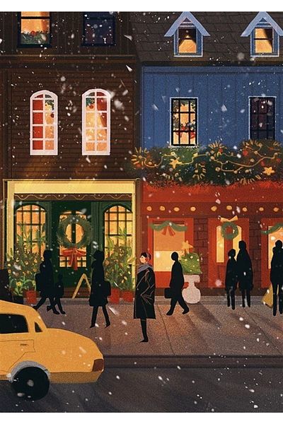 MARCEL SANAT Snowy New Year's Street Marcel Art Diamond Mosaic Painting 41X58 cm