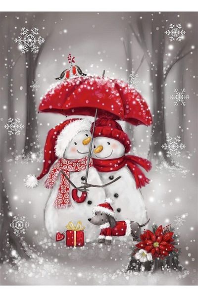 Marcel Kristal Tablo Cute Snowmen Diamond Mosaic Painting36X51Cm