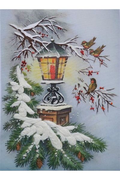 Marcel Kristal Tablo 41x53 cm Snow and Bird Diamond Mosaic Painting