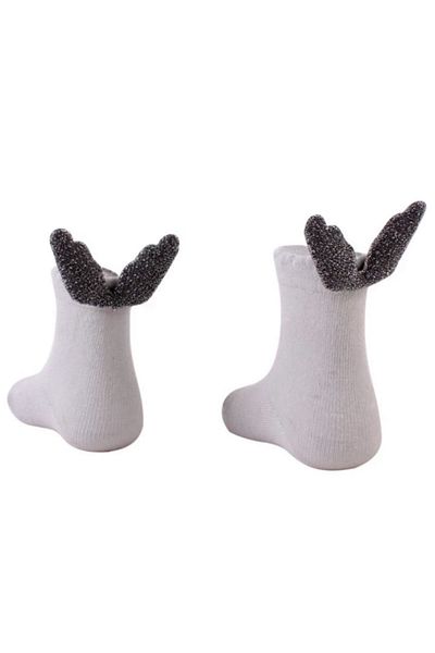 Soft and Baby Gray Glittered Angel Wings Socks