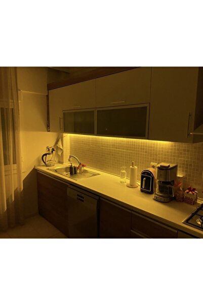 Bvs Elektronik Mutfak Tezgah Üstü İçin 2 m Amber Şerit Led +12v Adaptör Tak Çalıştır Aç Kapa Anahtar 3 Çip 2 m