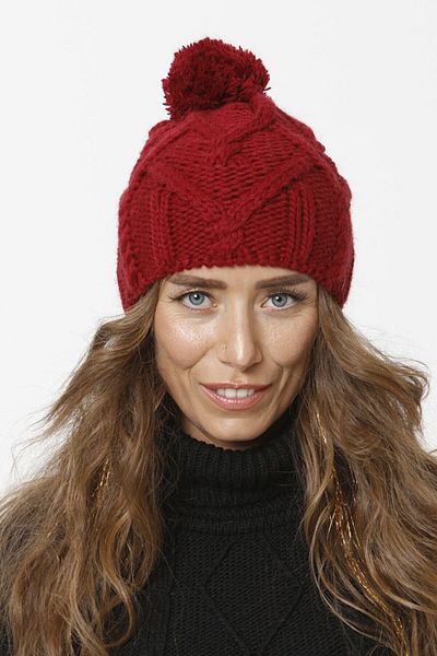 Vemod 51 Pompom Knitwear Knitted Beanie - Claret Red