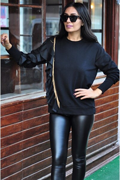 alissebutik Γυναικείο δερμάτινο κολάν μαύρο Fleece