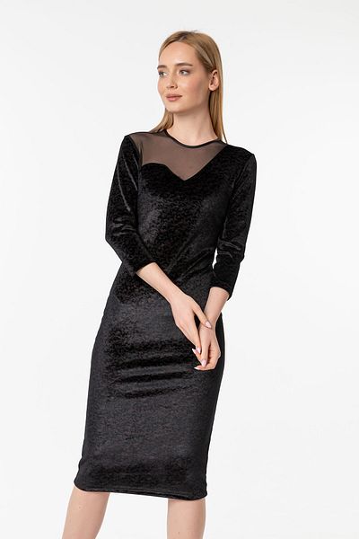 Laranor Rochie creion cu decolteu cu buze din catifea imprimata cu Lycra