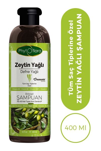 Phytoflora شامبو عشبي خالي من الملح بزيت الزيتون لجميع أنواع الشعر 400مل