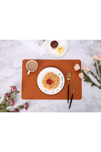 ASENA DESİGN Placemat Leather Tan Color 12 Pieces