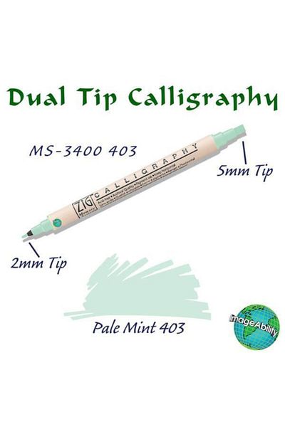 Zig Calligraphy Double End Calligraphy Pen 2mm + 5mm 403 Pale Mint