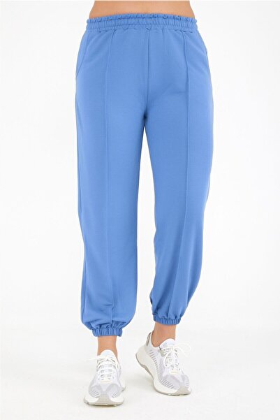ESCBUTİK بنطال رياضي بجيوب مقاس كبير باللون الأزرق