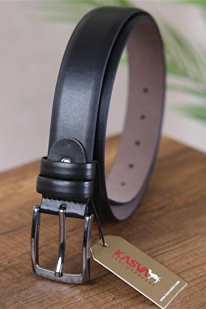 KASVA DERİ 3.5 Cm Black Plain Artificial Classic Belt