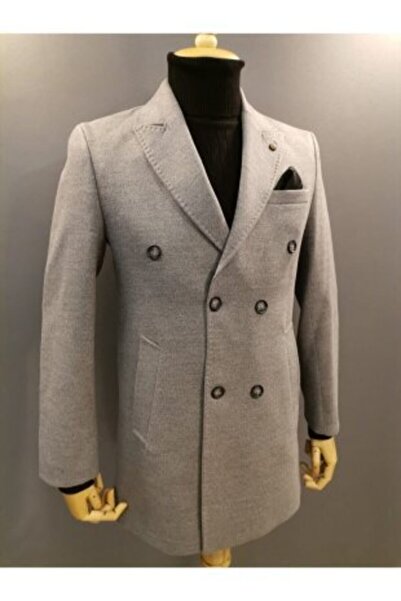 Brango Men's Double Breasted Stamp Coat