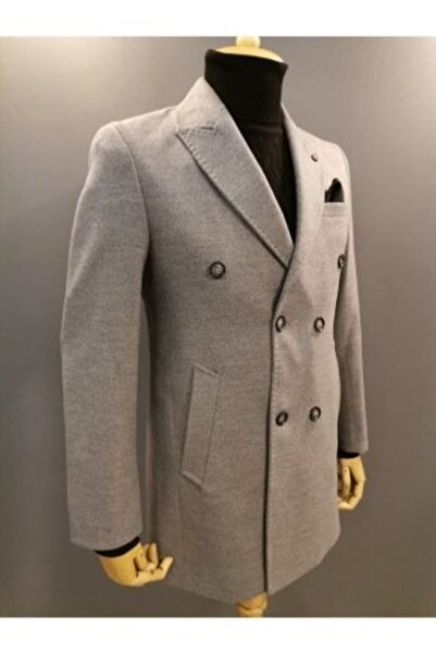 Brango Men's Double Breasted Stamp Coat