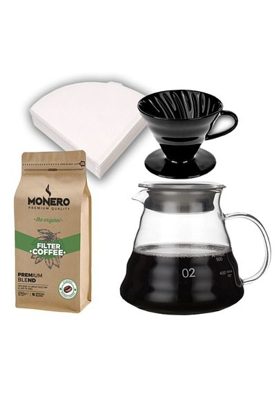 cafeavm V60 Coffee Brewing Set 4-Piece Monero Filter Coffee Gift