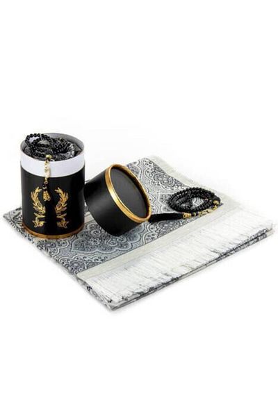 NEHİR HEDİYELİK Gift Cylinder Boxed Prayer Rug Prayer Beads Set