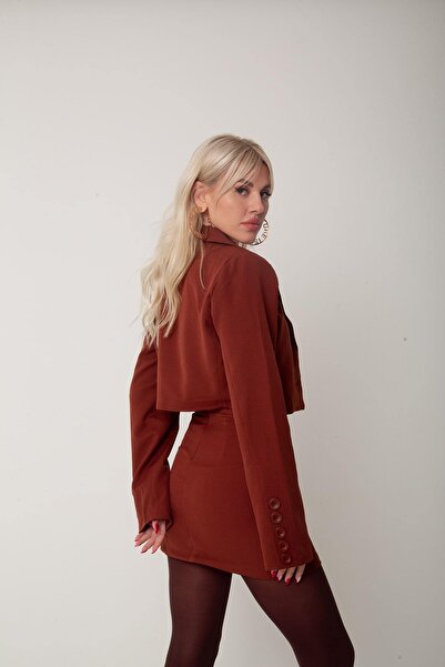 HOLLY LOLLY Vycpaná bunda Crop Model s dlouhým rukávem Panky Jacket Brown