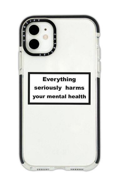 mooodcase iPhone 12 Casetify كل شيء بجدية منقوشة مضادة للصدمات من السيليكون الفاخر بحافة سوداء سلك مفصل