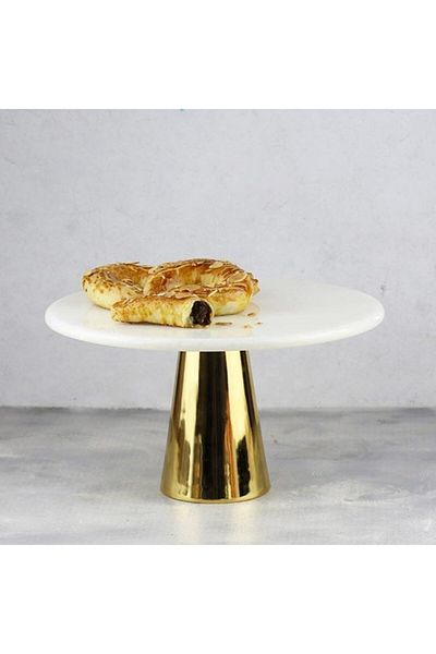 Akayev Marble 28 Cm Gold Conical Foot White Presentation Holder