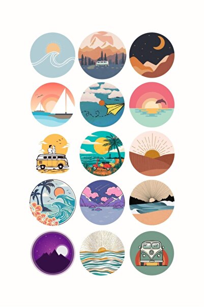 Spacepiks طقم ملصقات سفر 15 قطعة قطر 4 سم