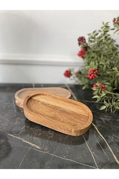 Elysian Wooden Snack Tray 2 Pieces Presentation Plate Small Wooden Tray Decorative Stand