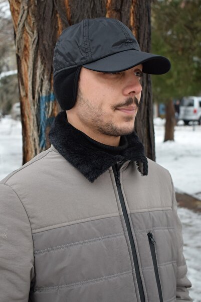 Göksu Şapka Kışlık Kulaklı Kep Yağmurluk Kumaş içi Polar Astarlı Şapka