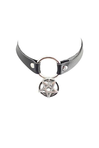 Metal Giyim Pentagram Detaylı Chocker