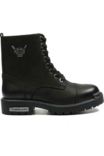 Hammer Jack 17600 Men's Black Genuine Leather Metal Buckle Rubber Thick Sole Daily Sports Boots