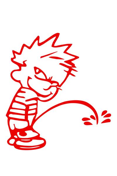esticker 15 X 13 Cm Peeing Naughty Boy Tank Cover Sticker Car Auto Sticker Red