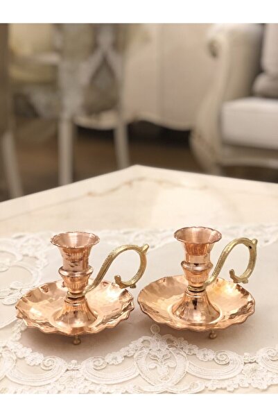 KAVELE Bakır Fırfırlı Şamdan&şinanay 2'li