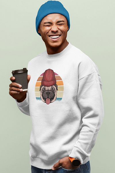 SUNFREE Φούτερ Unisex με ρετρό στάμπα σκύλου Oversize