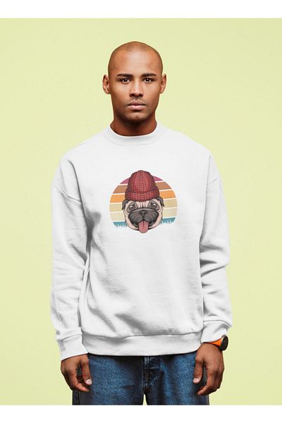 SUNFREE Φούτερ Unisex με ρετρό στάμπα σκύλου Oversize