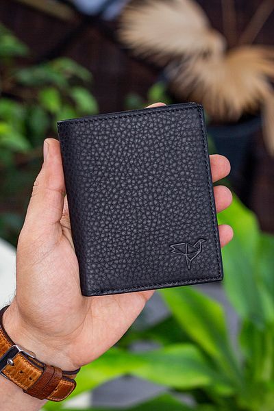 Garbalia Denver Genuine Leather Black Card Holder Wallet with Coin Compartment