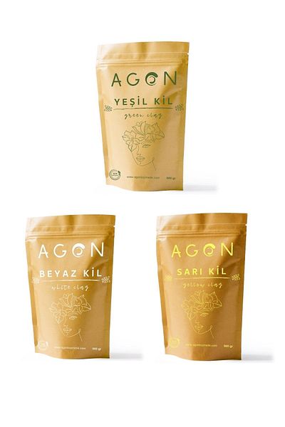 Agon Natural Clay Mask Skin Care Set 1500 gr Green White Yellow
