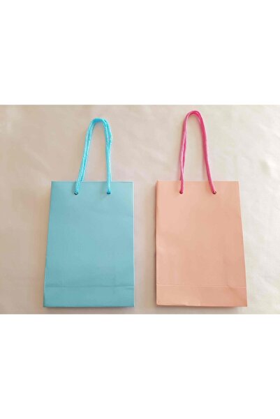 SOUL BY A&B Yılbaşı Hediye Kağıt Çanta 2li Kağıt Çanta Pembe Mavi Ipli Karton Çanta