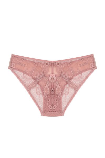 Zena Mink Lace Women's Panties with Tulle Front and Rope Detail in the Back