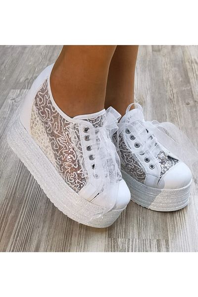 Ayakkabı Tutkusu Stilo ® Pantofi Mireasa Dantela Inauntru Toc Ascuns 13cm
