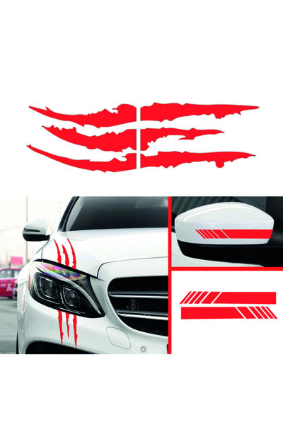 MegaSticker 2 Pack Rearview, Monster Claw, Auto Sticker Red