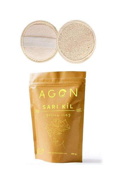 Agon Yellow Clay Skin Care Mask 250 gr Pumpkin Fiber Facial Peeling Disc