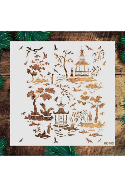 STENCİLTASARIM Stencil Tasarım Hd102 Çin Deseni Boyama Şablonu - Dekoratif Duvar Ve Eşya Boyama Şablonları