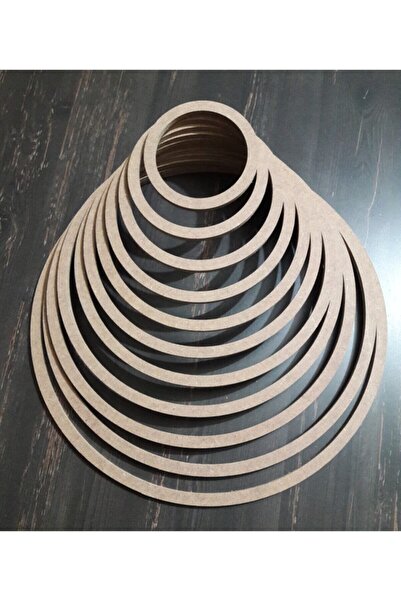 AHİ HAYAL ATÖLYESİ 11'li Vidasız Ahşap Kasnak, 3mm Düş Kapanı Makrome Çember ...