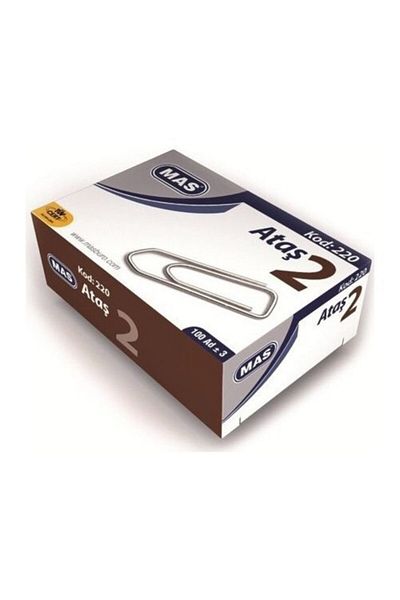 Mas 100 Pieces Paper Clips No:2 Code:220 (2 Boxes)