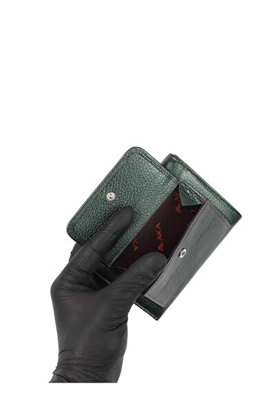 Aka Deri 445 Γυναικείο πορτοφόλι από 100% γνήσιο δέρμα Χακί