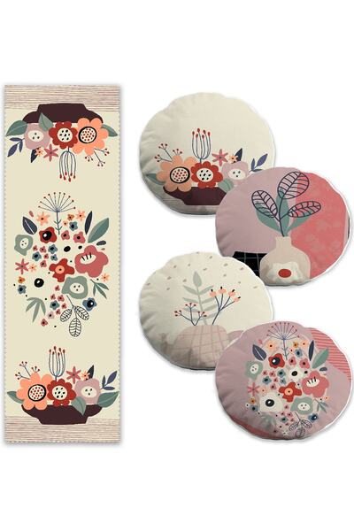 Realhomes Onedraw Special Design Hidden Design 4 rotunde husă de pernă și set...