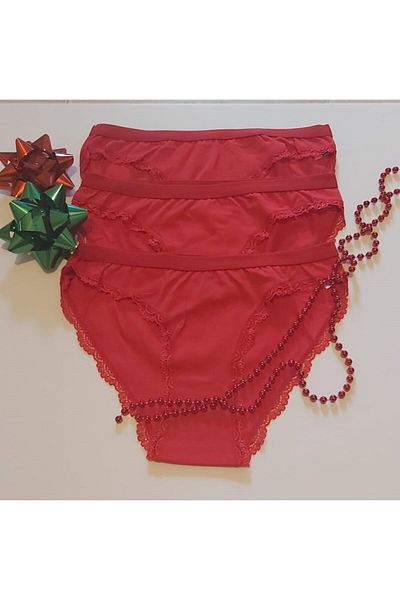 BANYODUNYAM Chiloți roșii pentru damă, pachet de 3