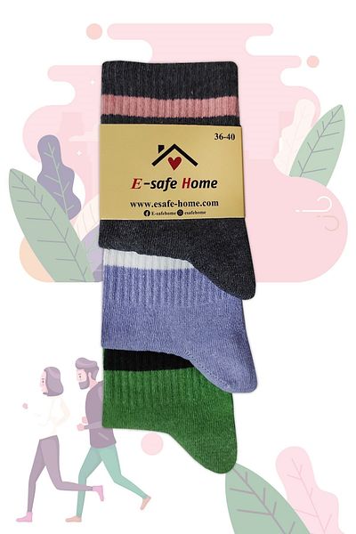 Esafe Home 3 броя луксозни спортни чорапи на райета