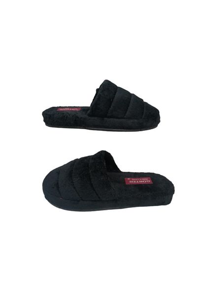 gürter G072-10 Γυναικείες μαύρες βελούδινες παντόφλες εσωτερικού χώρου