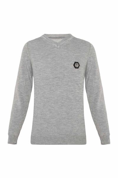 Cipo&Baxx Bp102 V-Neck Gray Children's Sweater