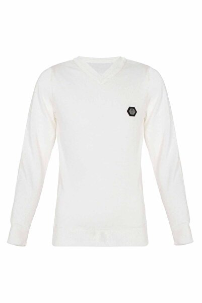 Cipo&Baxx Bp102 V-Neck White Children's Sweater