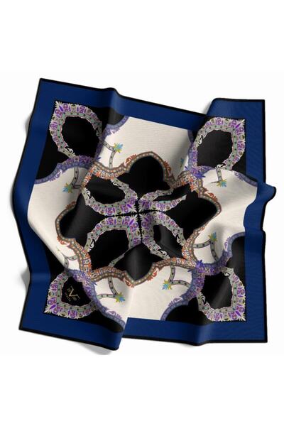 19V69 ITALIA Lacivert Mor Krem Etro Desen Gold Seri Twill Eşarp Askısı Ve Hed...